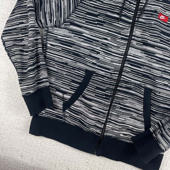 Nike Hoodie Mens M Black White AW77 FT Speed Stripe Full Zip 614488-010 - Picture 4 of 16